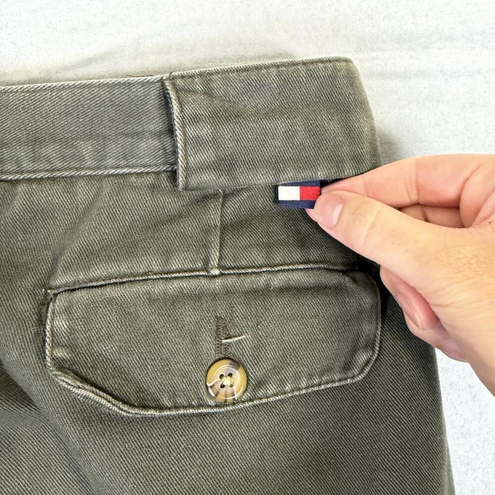 Vintage Tommy Hilfiger Cargo Pants Mens 36x30 Olive Green Pleated Twill 90s - Picture 6 of 8
